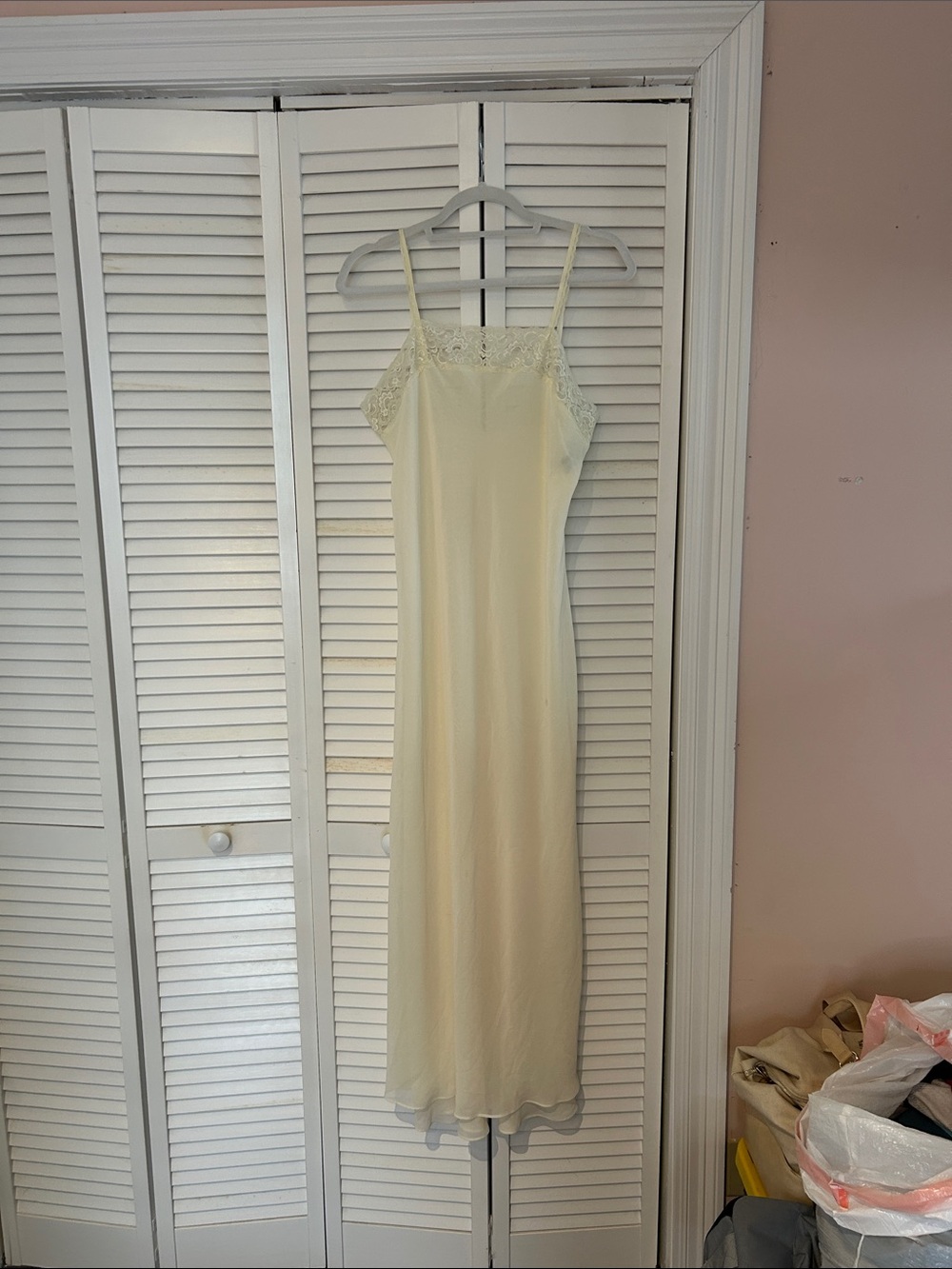 Lord & Taylor Butter Yellow Lace-Trim Slip